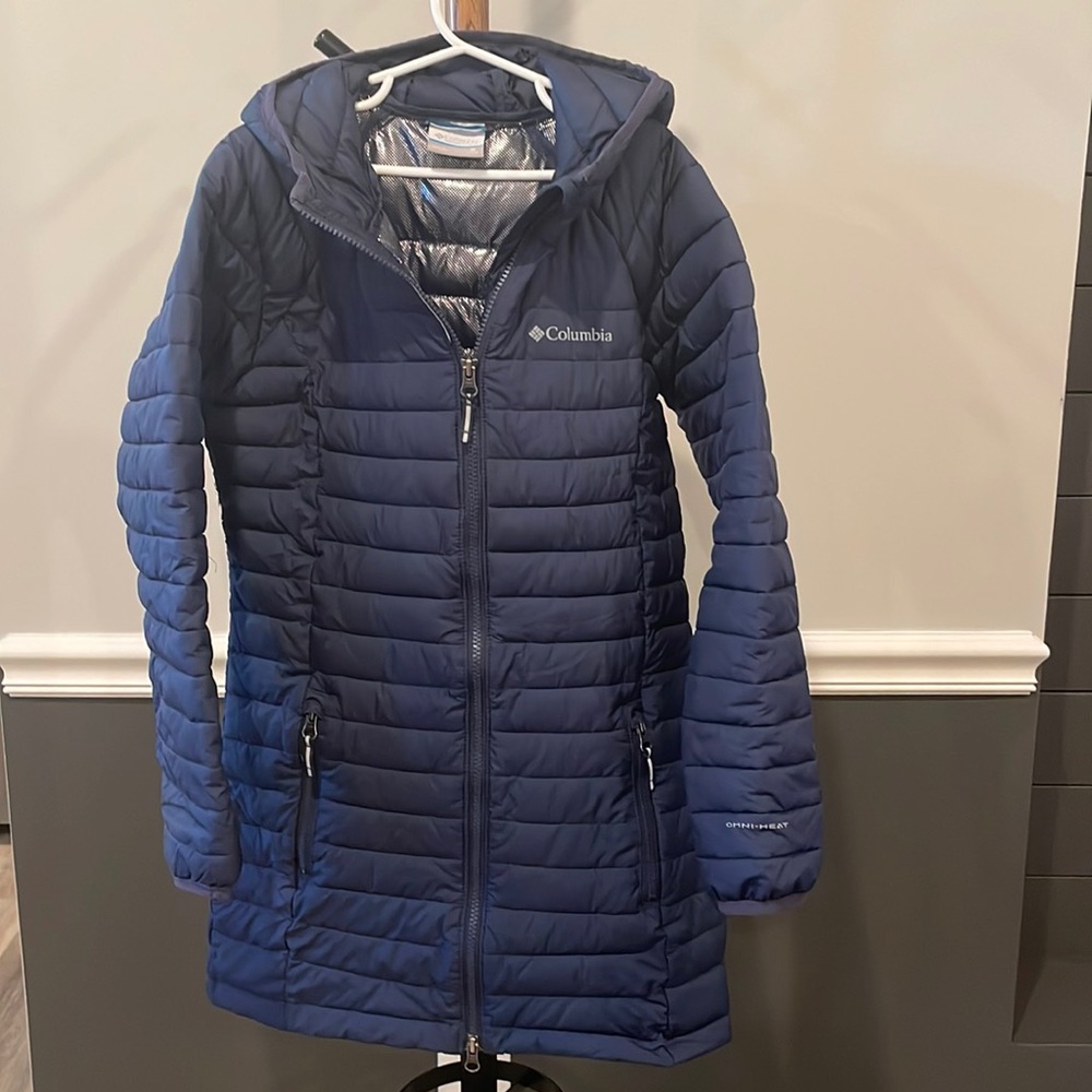 Columbia Sport Girls White Out Omni Long Hooded Coat sz M